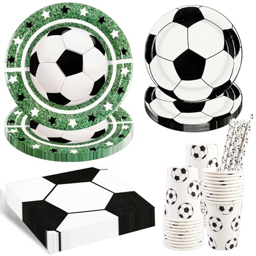 Fußball Partygeschirr Set- 50 Stück Fußball Deko Geburtstag Kinder Fussball Geburtstag Geschirr Teller Becher Servietten Trinkhalm für Fuß-ball Liebhaber Kindergeburtstag 10 Gäste Fußball Partygeschirr Set- 50 Stück Fußball Deko Geburtstag Kinder Fussball Geburtstag Geschirr Teller Becher Servietten Trinkhalm für Fuß-ball Liebhaber Kindergeburtstag 10 Gäste von BOKFJBP