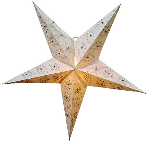 BOLTZE Weihnachtsstern/Papierstern/Faltstern 5 Zacken mit Stickerei und Perlen weiß/silber 60 cm BOLTZE Weihnachtsstern/Papierstern/Faltstern 5 Zacken mit Stickerei und Perlen weiß/silber 60 cm von BOLTZE