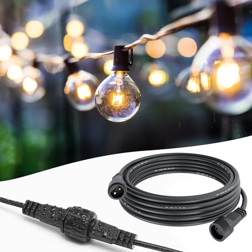 BOLWEO 10M/33Ft G40 Lichterkette Verlängerung, IP65 Wasserdichte 2 Polig LED Lichterketten Verlängerungskabel für G40 Globe Lichter,Weihnachtsbeleuchtung,Langes Kabel für Gartenleuchte von BOLWEO