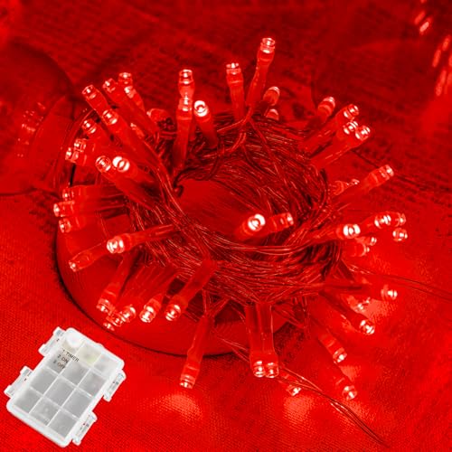 BOLWEO LED Lichterkette Batterie mit Timer, 3m 30LED Rot IP65 Wasserdicht Innen und Außen Lichterketten für Valentinstag,Weihnachten,Schlafzimmer,Party,Hochzeit von BOLWEO