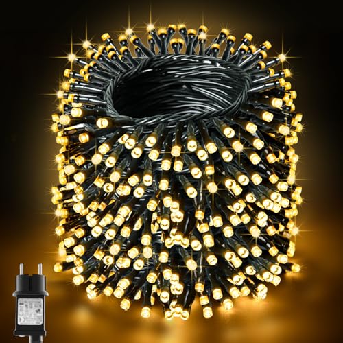 BOLWEO Lichterkette Außen 40M 400LED, Warmweiße Weihnachtsbaumlichter für Innen und Außen, IP44 Wasserdichte Lichterkette mit 8 Modi und Timer für Weihnachtsbaum, Schlafzimmer, Garten und Party von BOLWEO
