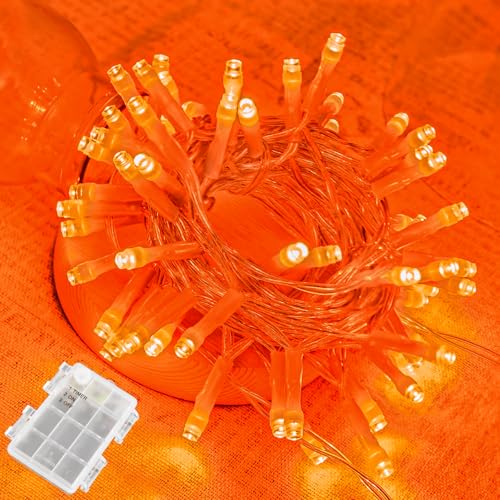 BOLWEO Orange Lichterketten 3M 30LED Halloween Lichterkette Wasserdicht mit Timer Funktion Batteriebetriebene Lichterkette für Außen Innen Weihnachtsbaum Garten Party Fenster Kürbis Dekor von BOLWEO