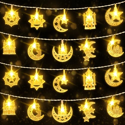 BOLWEO Lichterkette Batterie Timer 3m/9.8ft 20 LEDs, Ramadan Deko Lichterketten, Eid Ramadan Mubarak Dekorationen für Haus Garten Terrasse Innen Außen von BOLWEO