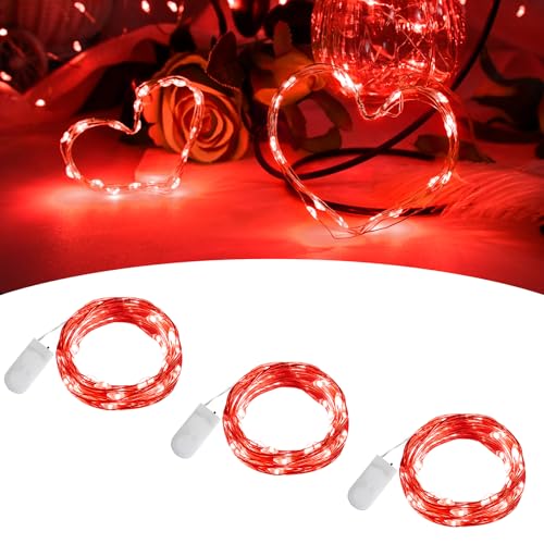 BOLWEO Valentinstag LED Lichterkette 3 Stück 2m 20Leds Rot Mini LED Lichterkette mit Batterie Kupfer Drahtlichterkette für Party, Schlafzimmer,Haus, Schlafzimmer,Hochzeit Jahrestag Party BOLWEO Valentinstag LED Lichterkette 3 Stück 2m 20Leds Rot Mini LED Lichterkette mit Batterie Kupfer Drahtlichterkette für Party, Schlafzimmer,Haus, Schlafzimmer,Hochzeit Jahrestag Party von BOLWEO