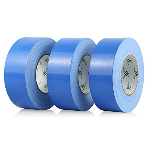 BOMEI PACK 3 Rollen Klebeband Blau Duct Tape - Panzertape wasserfest für Innen und außen - Gewebeband 50 m x 50 mm (Blau) von BOMEI PACK