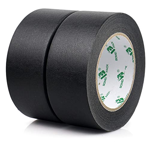 BOMEI PACK 2 Rollen 50mx48mm Schwarzes Malerband Abdeckband Kunsthandwerk Klebeband Premium Masking Tape, Dekorieren Malerband für Indoor (Schwarz) von BOMEI PACK