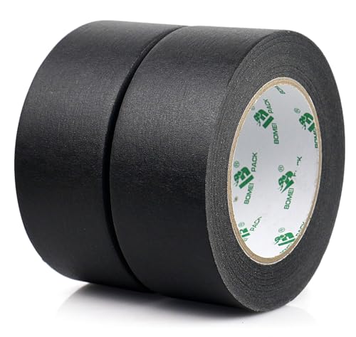 BOMEI PACK 2 Rollen Fine Line Klebeband, 48 mm x 50 m, breit, bunt, zum Abdecken von Modellbau, für Auto, Schule, Büro, DIY-Projekte (schwarz) von BOMEI PACK