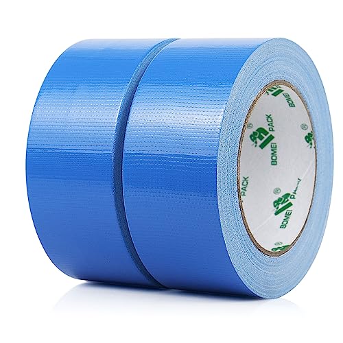 BOMEI PACK 2 Rollen Panzerband Blau 50mmx30m, Wasserdichtes Klebebandgewebe,Blue Panzertape Gaffer-Klebeband für Reparaturen, Heimwerken von BOMEI PACK