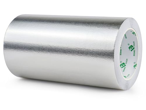 BOMEI PACK 200mmx20m VERSTÄRKTES ALUMINIUMBAND Hitzebeständiges Wasserdichtes Alu Klebeband zum Reparieren von Metalloberflächen,Versiegeln, Reparieren und Isolieren von BOMEI PACK