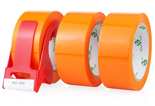 BOMEI PACK 3 Rollen Orange Paketklebeband Klebeband Packband Verpackungsband Kartonband 66mx48mm Verpackungsmaterial für Pakete und Karton Packband mit mit Plastik Abroller in Profi-Qualität BOMEI PACK 3 Rollen Orange Paketklebeband Klebeband Packband Verpackungsband Kartonband 66mx48mm Verpackungsmaterial für Pakete und Karton Packband mit mit Plastik Abroller in Profi-Qualität von BOMEI PACK