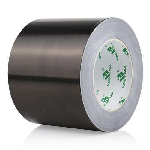 BOMEI PACK Schwarz 100mmx50m Aluminium Klebeband, selbstklebendes Alu Klebeband, Schwarz, Wasser- und hitzebeständig Band zum Versiegeln, Aluklebeband & Aluband von BOMEI PACK