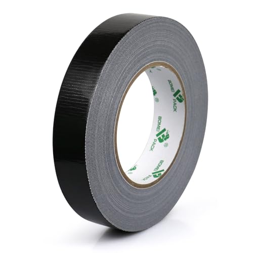 BOMEI PACK Klebeband, 25 mm x 50 m, schwarz, wasserdichtes Gewebeband für Reparaturen, Basteln, Innen- und Außenbereich von BOMEI PACK
