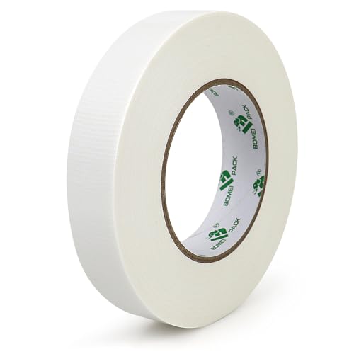 BOMEI PACK Klebeband, 25 mm x 50 m, weiß, wasserdichtes Gewebeband für Reparaturen, Heimwerken, Handwerk, Innen- und Außenbereich von BOMEI PACK