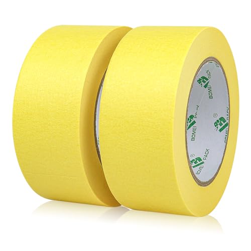 BOMEI PACK Kreppband Gelb 48mmx50m - Universal Malerkrepp Abklebeband 2 Rollen Maler Klebeband zum Streichen - Abdeckband für Malerarbeiten - Malerkrepp BOMEI PACK Kreppband Gelb 48mmx50m - Universal Malerkrepp Abklebeband 2 Rollen Maler Klebeband zum Streichen - Abdeckband für Malerarbeiten - Malerkrepp von BOMEI PACK