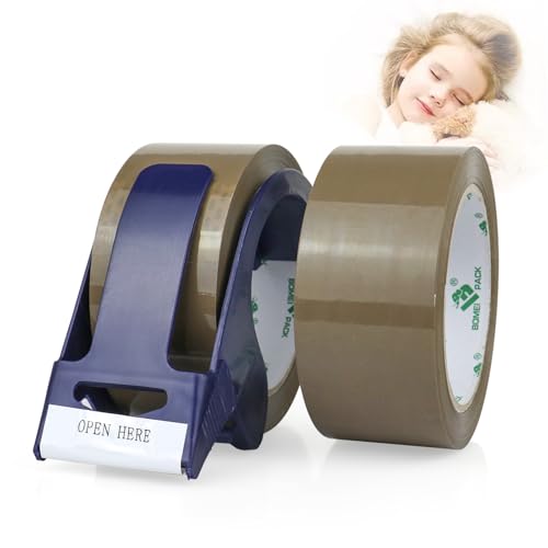 BOMEI PACK Paketklebeband Braun, 48mmx66m Kein Geräusch Klebeband für Verpackungen, Umzug und Porto, 2er set Packband Braun Rollen Ideal für Kartons und Paketbänder von BOMEI PACK