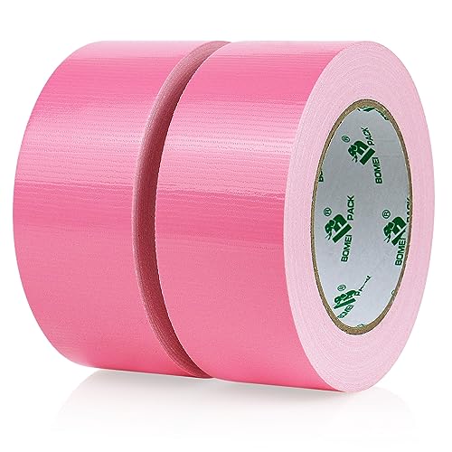 BOMEI PACK Rosa Panzertape Wasserfest 50 mm x 30 m - 2 Rollen Rosa Panzertape Gewebeklebeband - Gewebeband - Panzerband Extra Stark - Duct Tape - Wasserdichtes Klebeband von BOMEI PACK