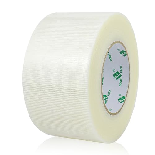 BOMEI PACK Weißes Gaffer-Klebeband, breit, verstärkt, 75 mm x 30 m, für Reparaturen, Basteln, Reparatur von Büchern, Nähen von Teppichen, Versiegelung von Schachteln (transparent) von BOMEI PACK