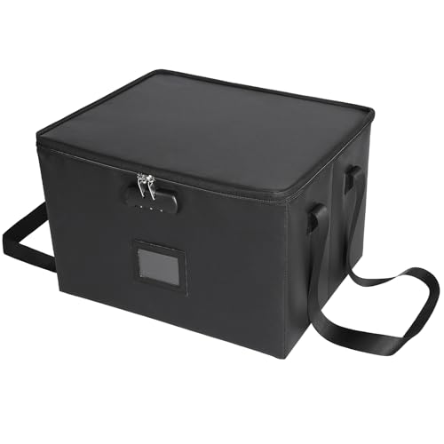 BOMKEE Aktenordner, Dokumentenbox mit Schloss, feuerfeste, wasserdichte Aktenboxen mit Deckel, zusammenklappbar, verschließbar, Aufbewahrungsbox für Zuhause, Büro BOMKEE Aktenordner, Dokumentenbox mit Schloss, feuerfeste, wasserdichte Aktenboxen mit Deckel, zusammenklappbar, verschließbar, Aufbewahrungsbox für Zuhause, Büro von BOMKEE