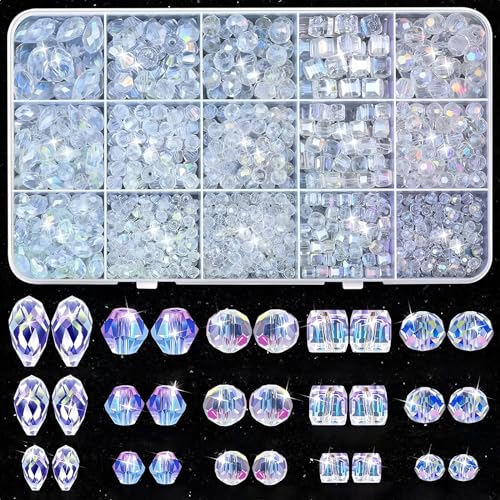 1000 Stück Glasperlen Zum Auffädeln Kristall Facettierte Diy Glas Kristall Perlen 4/6/8mm Perlen Mit Aufbewahrungsbox Für Basteln Schmuckherstellung, Diy Halsketten, Armbänder, Ohrringe 1000 Stück Glasperlen Zum Auffädeln Kristall Facettierte Diy Glas Kristall Perlen 4/6/8mm Perlen Mit Aufbewahrungsbox Für Basteln Schmuckherstellung, Diy Halsketten, Armbänder, Ohrringe von BOMULEZG