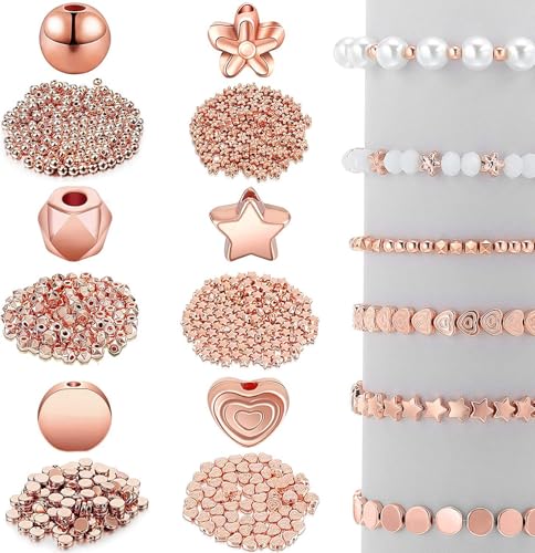 1200 Stück Goldene Metall Zwischenperlen 6 Stile Spacer Beads für Armbänder & Halsketten Flache Runde DIY Perlen zum Auffädeln für Schmuckherstellung, Ohrringe & Basteln 1200 Stück Goldene Metall Zwischenperlen 6 Stile Spacer Beads für Armbänder & Halsketten Flache Runde DIY Perlen zum Auffädeln für Schmuckherstellung, Ohrringe & Basteln von BOMULEZG