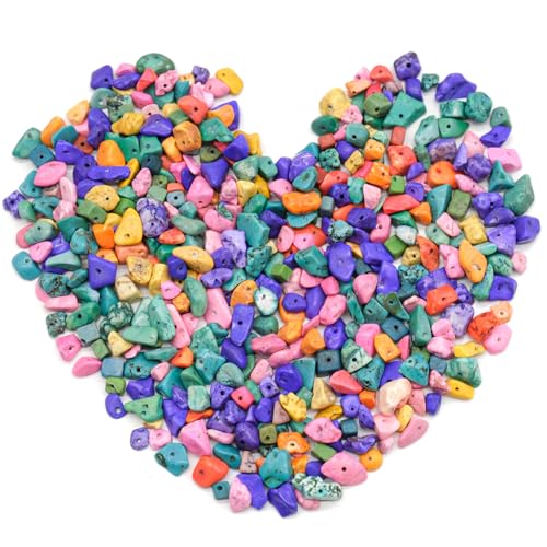 400 Stück Unregelmäßige Naturstein Perlen Perlen Zum Auffädeln Edelstein Chip Steinperlen Edelsteine Mit Loch Kristalle Steine Zum Basteln Edelsteine Schmuck, Heimdekoration, Weihnachten (Bunt) von BOMULEZG