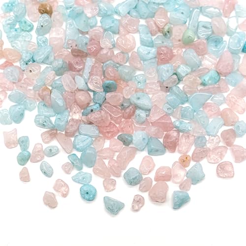 400 Stück Unregelmäßige Naturstein Perlen Perlen Zum Auffädeln Edelstein Chip Steinperlen Edelsteine Mit Loch Kristalle Steine Zum Basteln Edelsteine Schmuck, Heimdekoration, Weihnachten (Rot Blau) von BOMULEZG
