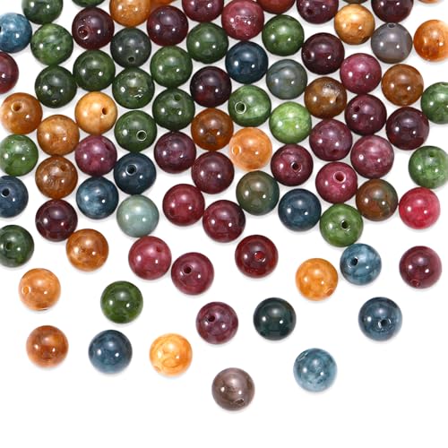 8mm Naturstein Perlen Set, Runde Edelsteinperlen zum Auffädeln, Schmuckperlen für DIY Armbänder & Halsketten, Kristall Beads für Schmuckherstellung – Verschiedene Steinsorten (Turmalin) von BOMULEZG