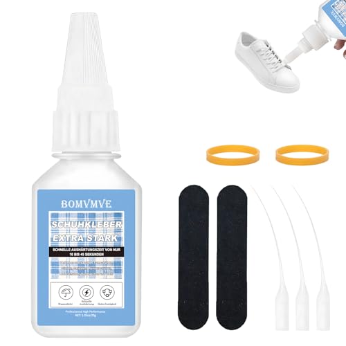 BOMVMVE Schuhkleber, Schuhkleber Extra Stark Wasserfest, Transparent Schuhsohlen Kleber, Hochwärmefester Klebstoff, für die Reparatur von Rissigen und Abgenutzten Sportschuhe, Laufschuhe, Lederschuhe von BOMVMVE