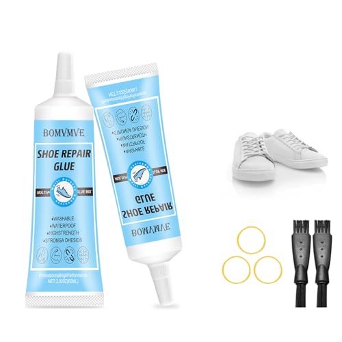 Schuhkleber, 120ml Schuhkleber Extra Stark Wasserfest, Langsam Trocknender Transparent Schuhsohlen Kleber, für die Reparatur von Rissigen und Abgenutzten Sportschuhe, Laufschuhe, Lederschuhe von BOMVMVE