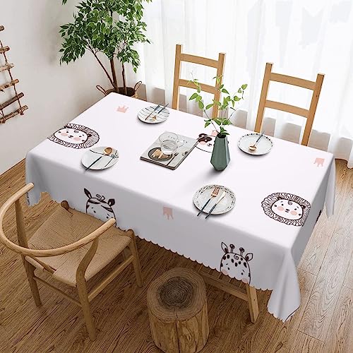 BONDIJ Tischdecke mit niedlichem Tiermuster, wasserdicht, knitterfrei, rechteckig, Tischdecke für Esszimmer, Küche, Party, Urlaub, 137,2 x 182,9 cm von BONDIJ