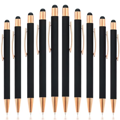 BONHHC Kugelschreiber mit Touchpen,10 Stück Druckkugelschreiber, 2 in 1 Touchscreen Stylus Pen, Hochwertig Kugelschreiber Set für Büro Schulbedarf Haushalt - Fließend Schreiben(E) von BONHHC