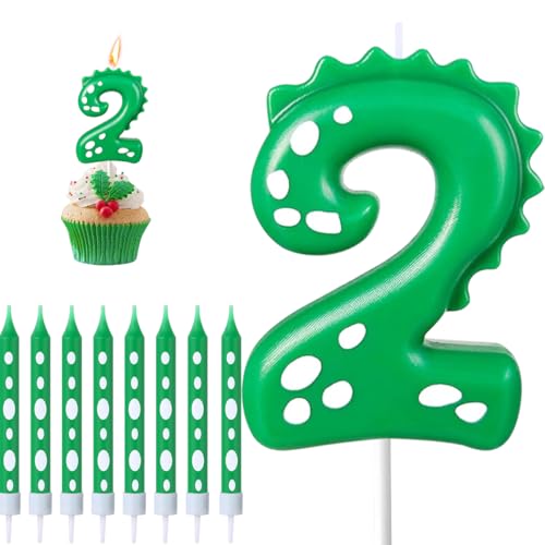 Geburtstagskerzen Zahlen 2, Dinosaurier Kerze 2. Geburtstag, Geburtstagskerzen kuchen mit 8 Lange Kerzen, Grün Kerzen Zahlen für Kuchen Dinosaurier Green Thema Party Deko Geburtstagskerzen Zahlen 2, Dinosaurier Kerze 2. Geburtstag, Geburtstagskerzen kuchen mit 8 Lange Kerzen, Grün Kerzen Zahlen für Kuchen Dinosaurier Green Thema Party Deko von BONHHC