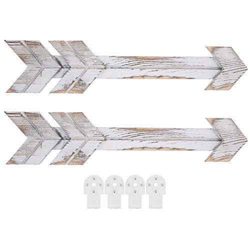 BONKZEBU 2pcs Hölzerne Pfeile Rustikale Bauernhaus Land Handgefertigte Wandkunst mit Sägezahnbügel für Home Office Hochzeitsfeier (Weiß) von BONKZEBU