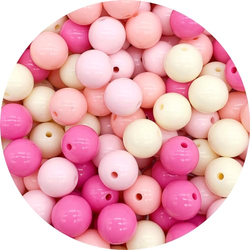 1000 Stück 6 mm gemischte Farben Acryl runde Perlen sortierte Kunststoff Kaugummi-Perlen mit Loch Pastell lose Perlen Bulk für Schmuck DIY Basteln Zubehör (rosa Serie) von BONNY BOXX