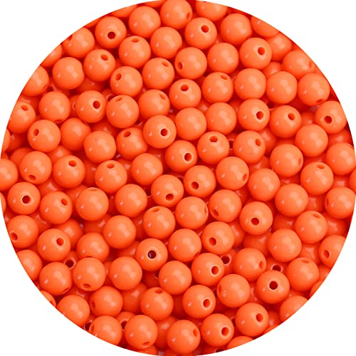 1000 Stück 6 mm glatte orange-rote Acryl-Perlen, runde Acrylkugel-Perlen, Kaugummi-Perlen, dicke Perlen, Kunststoff-Harzperlen für Halsketten und Armbänder, Bastelbedarf von BONNY BOXX