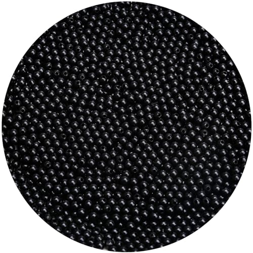 2000 Stück 4 mm glatte schwarze Acrylperlen, runde Acrylkugeln, Kaugummi-Perlen, klobige Perlen, Kunststoffharz-Perlen für Halskette und Armband, Bastelbedarf von BONNY BOXX