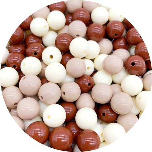 500 Stück 8 mm gemischte Farben Acryl runde Perlen, sortierte Kunststoff-Gummiperlen mit Loch, Pastellfarben, lose Perlen, Großpackung für Schmuck, Heimwerken, Bastelbedarf (Kaffee-Serie) von BONNY BOXX