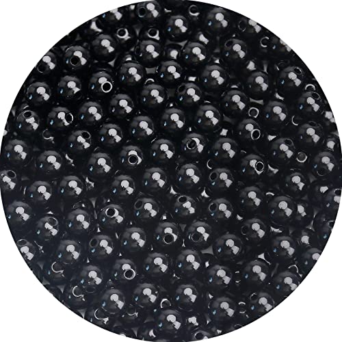 500 Stück 8 mm glatte schwarze Acryl-Perlen, runde Acrylkugeln, Kaugummi-Perlen, dicke Perlen, Kunststoff-Harzperlen für Halsketten und Armbänder, Bastelbedarf von BONNY BOXX