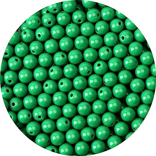 500 Stück 8 mm glatte smaragdgrüne Acrylperlen, runde Acrylkugeln, Kaugummi-Perlen, klobige Perlen, Kunststoffharz-Perlen für Halsketten und Armbänder, Bastelbedarf von BONNY BOXX