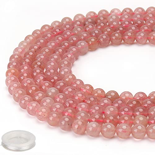 70 Stück natürliche 8 mm Heilsteine, Erdbeerquarz, Energiestein, runde lose Perlen, Halbedel-Kristallperlen mit kostenloser elastischer Schnur für Schmuckherstellung 70 Stück natürliche 8 mm Heilsteine, Erdbeerquarz, Energiestein, runde lose Perlen, Halbedel-Kristallperlen mit kostenloser elastischer Schnur für Schmuckherstellung von BONNY BOXX