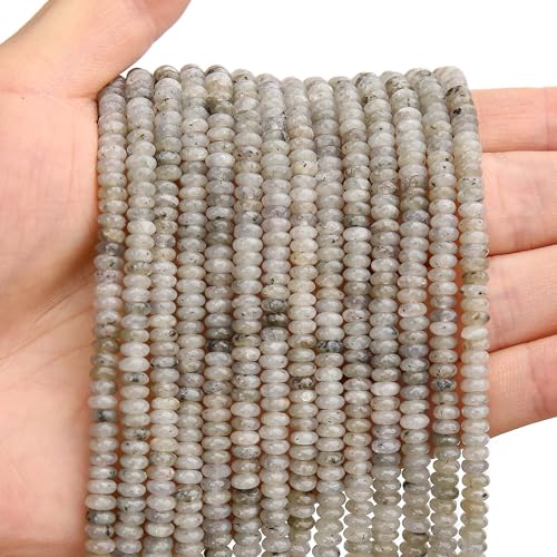 BONNY BOXX 1 Strang (150 Stück), natürliche Labradorit-Rondelle-Perlen, natürliche Abakus-Scheibensteinperlen, lose Abstandshalter, Edelsteinperlen für DIY-Armbänder, Halsketten, Schmuckherstellung, 2 von BONNY BOXX