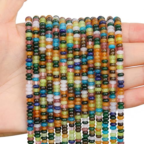 BONNY BOXX 1 Strang (150 Stück) natürliche 2 x 4 mm bunte Rondelle-Perlen, natürliche Abakus-Scheibensteinperlen, loser Abstandshalter, Edelstein für DIY-Armbänder, Halsketten, Schmuckherstellung von BONNY BOXX