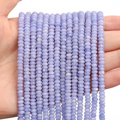 BONNY BOXX 1 Strang (150 Stück) natürliche 2 x 4 mm violette Achat-Rondelle-Perlen, natürliche Abakus-Scheibensteinperlen, lose Abstandshalter, Edelsteinperlen für DIY-Armbänder, Halsketten von BONNY BOXX