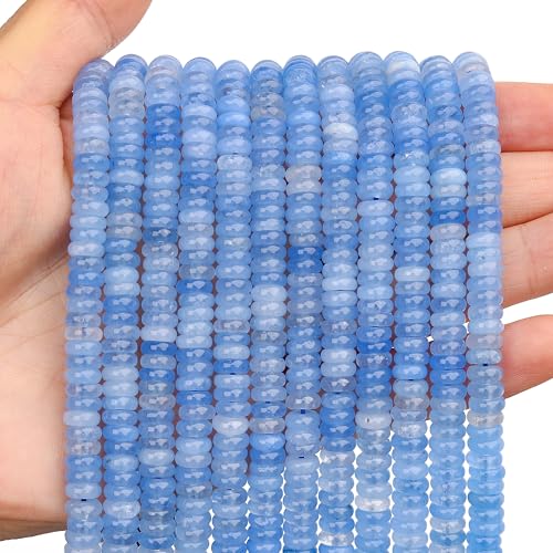 BONNY BOXX 1 Strang (150 Stück) natürliche 2 x 6 mm Aquamarin-Rondelle-Perlen, natürliche Abakus-Scheibensteinperlen, loser Abstandshalter, Edelstein für DIY-Armbänder, Halsketten, Schmuckherstellung von BONNY BOXX