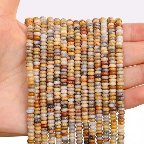 BONNY BOXX 1 Strang natürliche 2 x 4 mm Crazy Lace Achat-Rondelle-Perlen, natürliche Abakus-Scheibensteinperlen, loser Abstandshalter, Edelstein für DIY-Armbänder, Halsketten, Schmuckherstellung BONNY BOXX 1 Strang natürliche 2 x 4 mm Crazy Lace Achat-Rondelle-Perlen, natürliche Abakus-Scheibensteinperlen, loser Abstandshalter, Edelstein für DIY-Armbänder, Halsketten, Schmuckherstellung von BONNY BOXX