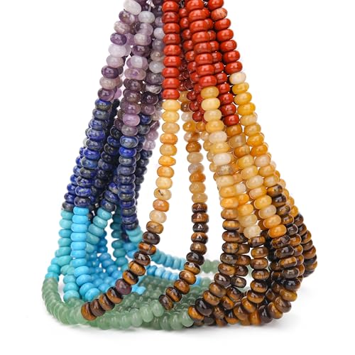 BONNY BOXX 1 Strang natürliche 5 x 8 mm Chakra-Schattierungs-Rondelle-Perlen, natürliche Abakus-Scheibensteinperlen, lose Abstandshalter, Edelsteinperlen für DIY-Armbänder, Halsketten BONNY BOXX 1 Strang natürliche 5 x 8 mm Chakra-Schattierungs-Rondelle-Perlen, natürliche Abakus-Scheibensteinperlen, lose Abstandshalter, Edelsteinperlen für DIY-Armbänder, Halsketten von BONNY BOXX