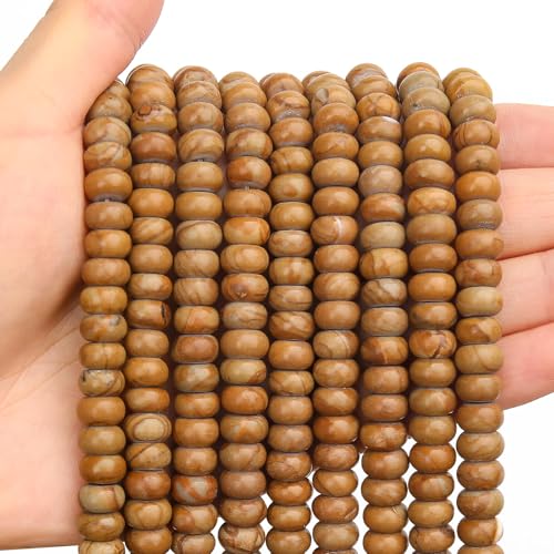 BONNY BOXX 1 Strang natürliche 5 x 8 mm Holzmaserung, Jaspis-Rondelle-Perlen, natürliche Abakus-Scheibensteinperlen, lose Abstandshalter, Edelsteinperlen für DIY-Armbänder, Halsketten BONNY BOXX 1 Strang natürliche 5 x 8 mm Holzmaserung, Jaspis-Rondelle-Perlen, natürliche Abakus-Scheibensteinperlen, lose Abstandshalter, Edelsteinperlen für DIY-Armbänder, Halsketten von BONNY BOXX