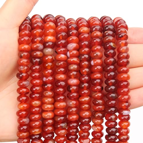 BONNY BOXX 1 Strang natürliche 5 x 8 mm Karneol-Rondelle-Perlen, natürliche Abakus-Scheibensteinperlen, lose Abstandshalter, Edelsteinperlen für DIY-Armbänder, Halsketten, Schmuckherstellung BONNY BOXX 1 Strang natürliche 5 x 8 mm Karneol-Rondelle-Perlen, natürliche Abakus-Scheibensteinperlen, lose Abstandshalter, Edelsteinperlen für DIY-Armbänder, Halsketten, Schmuckherstellung von BONNY BOXX