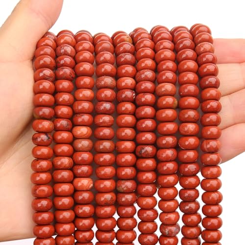 BONNY BOXX 1 Strang natürliche 5 x 8 mm rote Jaspis-Rondelle-Perlen, natürliche Abakus-Scheibensteinperlen, lose Abstandshalter, Edelsteinperlen für DIY-Armbänder, Halsketten, Schmuckherstellung von BONNY BOXX