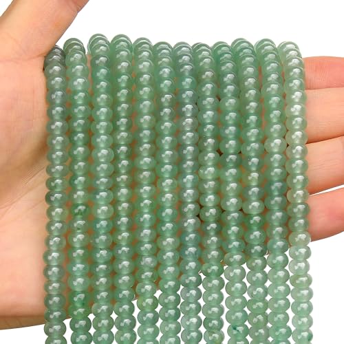 BONNY BOXX 1 Strang natürliche Aventurin-Perlen, natürliche Abakus-Scheibensteinperlen, lose Abstandshalter, Edelsteinperlen für DIY-Armbänder, Halsketten, Schmuckherstellung, 4 x 6 mm von BONNY BOXX